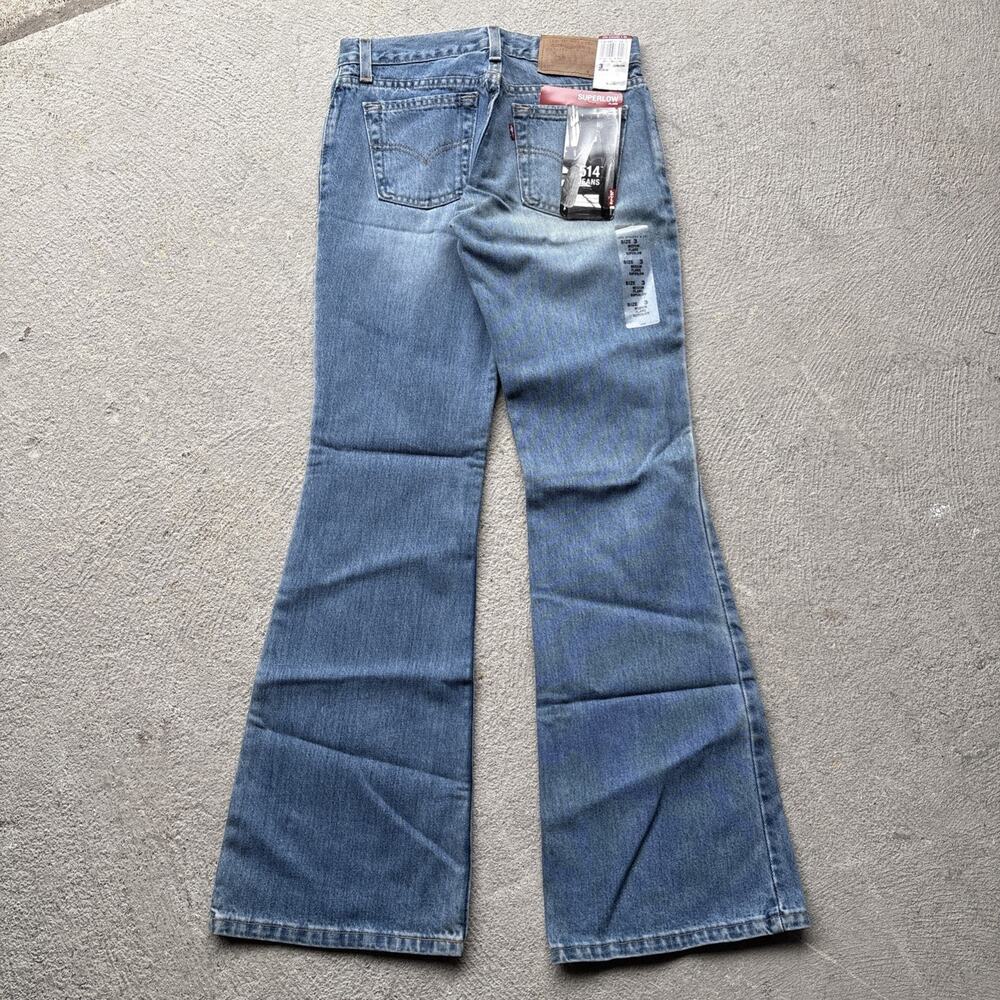 Vintage NOS Levis 514 Jeans Women 3 Jr Blue Denim Super Low Flared Leg Y2k USA